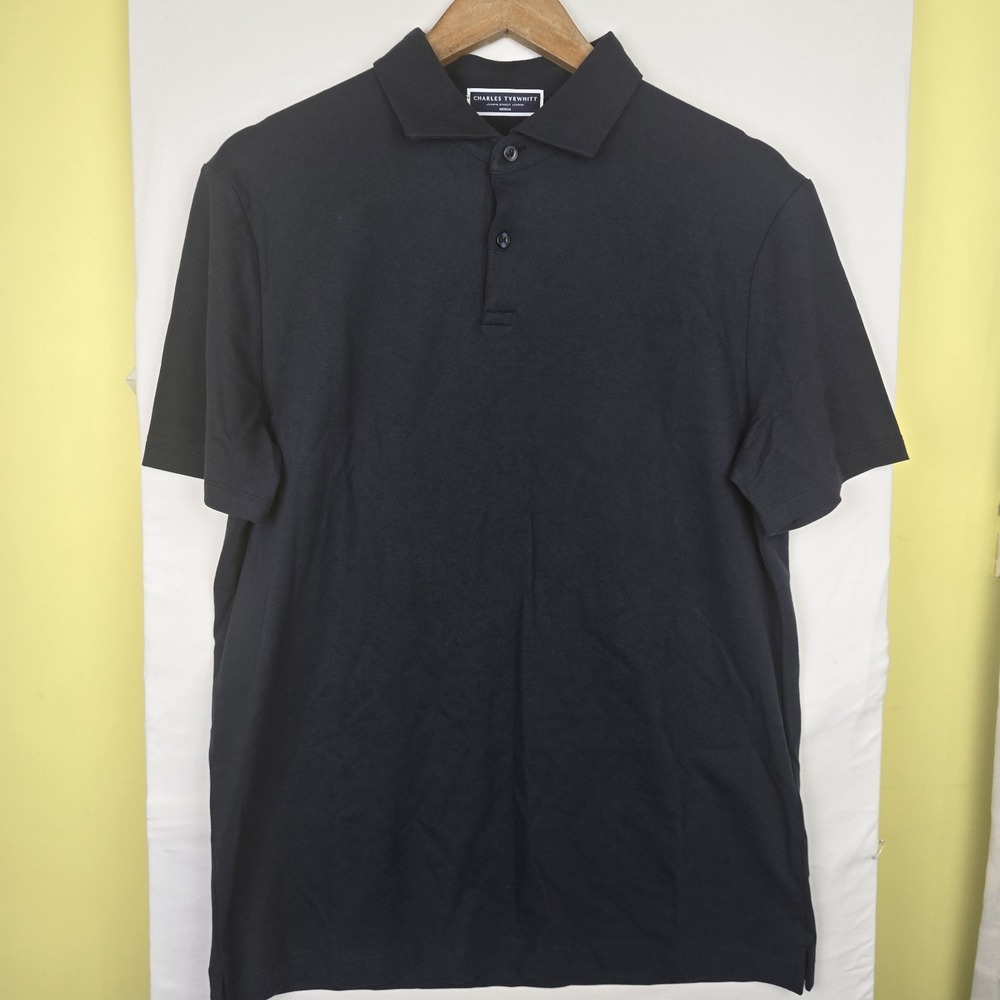 Charles Tyrwhitt Polo Shirt Mens Medium Navy Short Sleeve. Preppy. Classic